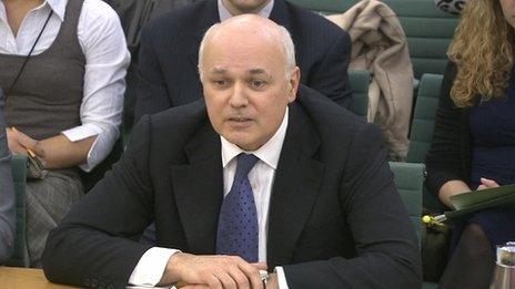 Iain Duncan Smith giving evidence to MPs