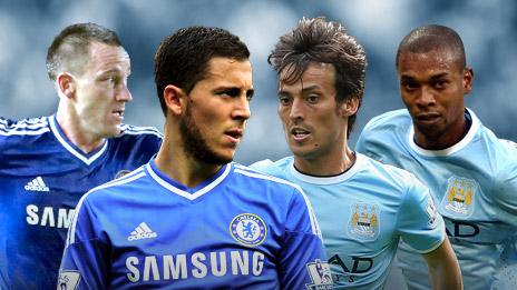 John Terry, Eden Hazard, David Silva and Fernandinho