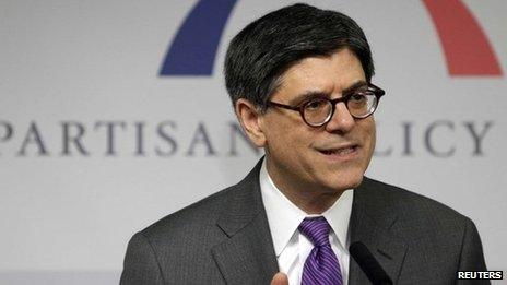 United States Secretary of the Treasury Jack Lew speaks at the Bipartisan Policy Center in Washington 3 February 2014