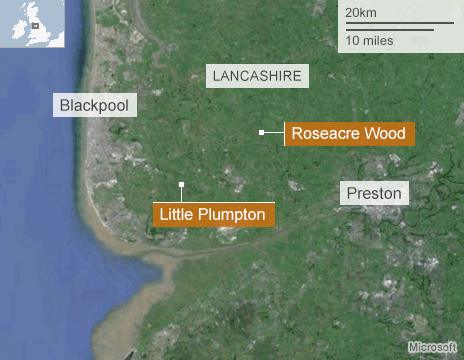 Map: Roseacre and Little Plumpton, Lancs