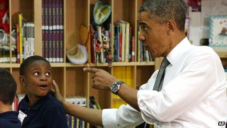 President Obama in pre-kindergarten class