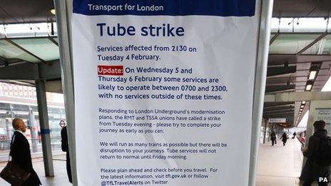 Tube strike notice