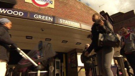 Tube users at Wood Green