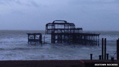 Brighton's West Pier on Tuesday following stormy weather