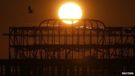 Brighton's West Pier at sunset