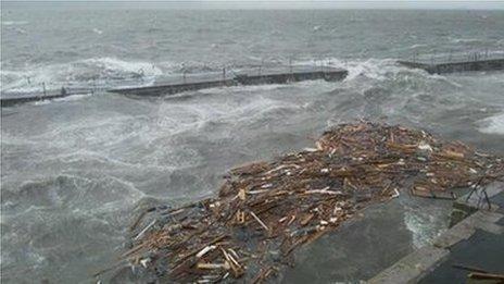 Timber in the sea at West Hoe