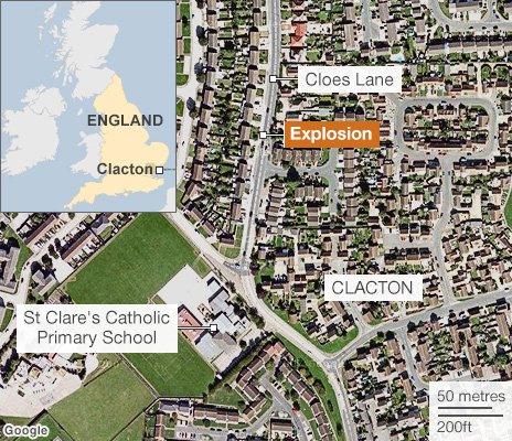 map of the scene in Clacton