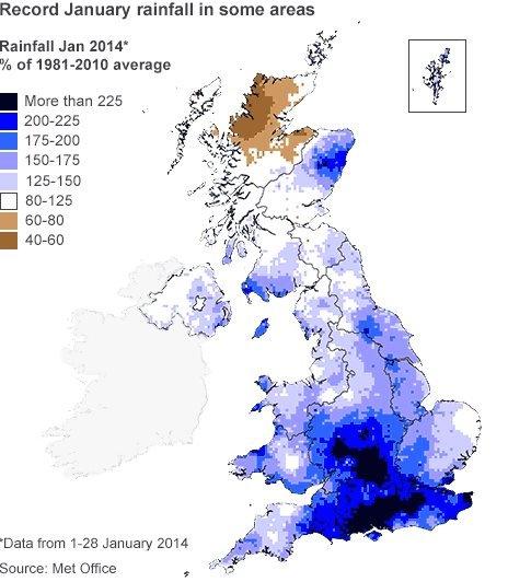 BBC graphic to show rainfall in January