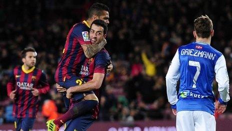 Sergio Busquets celebrates his goal