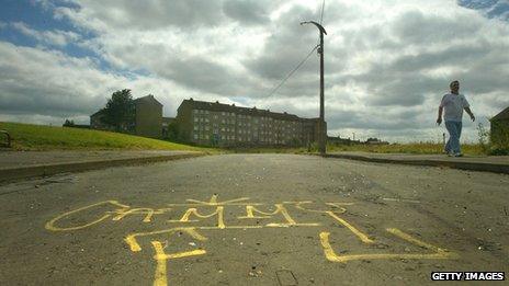 man on Scottish housing estate