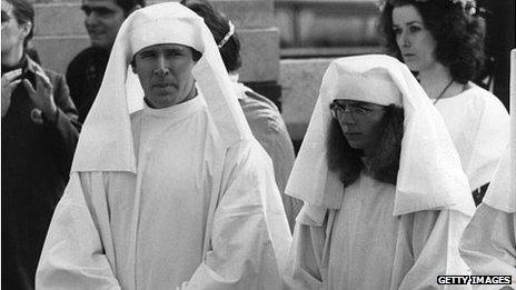 William Roache in druid's robes celebrating the Equinox of Spring in 1976