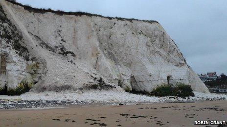 Rockfall at Dumpton Gap near Broadstairs