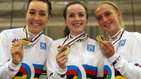 Laura Trott, Dani King and Elinor Barker British Cycling