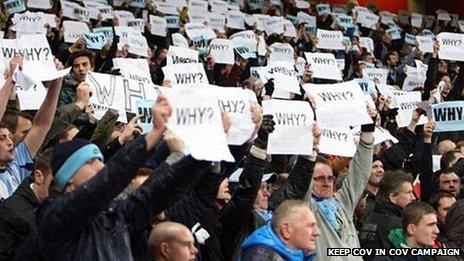 Coventry fans protest at Notts County