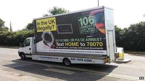 Government van featuring advert urging illegal immigrants to "go home"