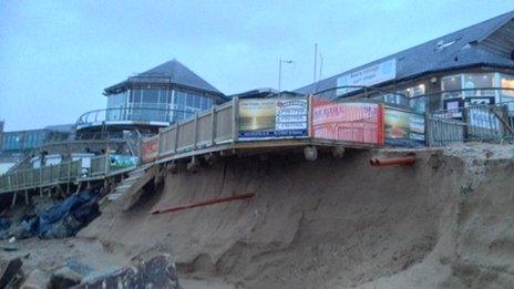 Collapsed beach on Fistral beach, Cornwall