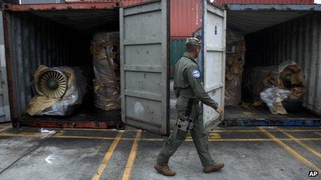 Jet engines in the Cuban containers