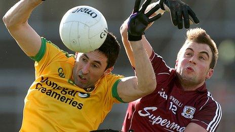 Rory Kavanagh of Donegal in action against Paul Conroy of Galway