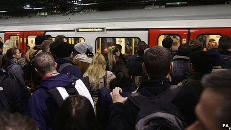 Passengers during the Tube strike