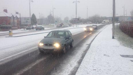 Snow in Wrexham on Monday morning