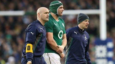 Dan Tuohy comes off injured against Wales