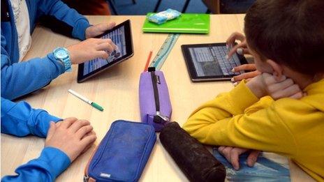 Children using tablets