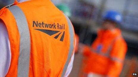 Network Rail workers in high-visibility jackets