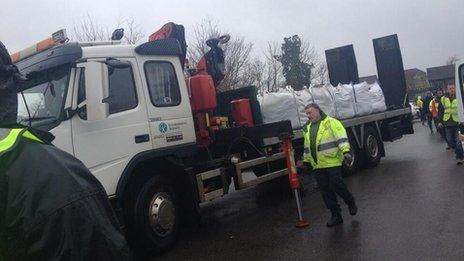 Sandbags arriving in Wraysbury