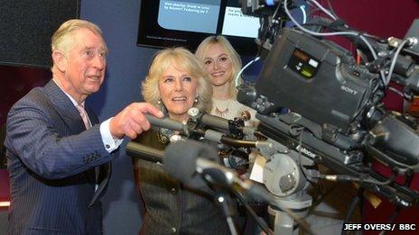 Radio 1 DJ Fearne Cotton with Prince Charles and Camilla to watch singer Tom Odell perform for the cameras in the Live Lounge