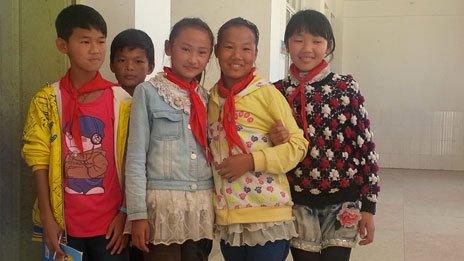 Pupils at Qiao Tou Lian He elementary school