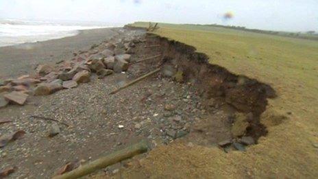 coastal storm damage at Criccieth