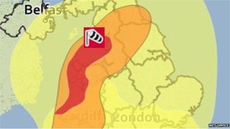 Picture of a red weather warning