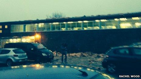 Debris in the car park of the swimming pool