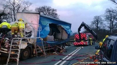 Lorry damaged in high winds