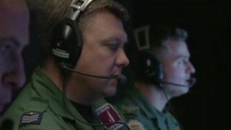 RAF sergeant Chris Bradbury controlling the plane mid-flight