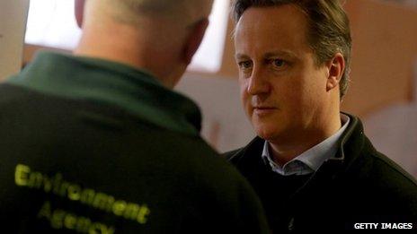 David Cameron speaking to Environment Agency staff in Taunton