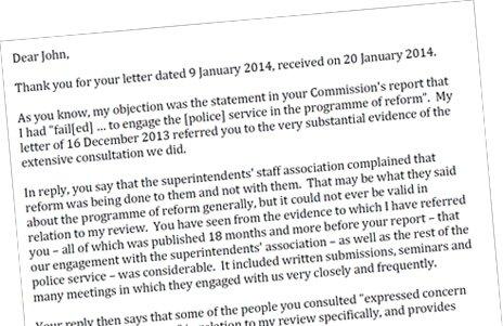 Excerpt from Tom Winsor's letter dated 14 February