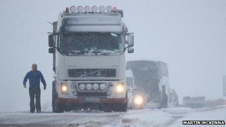 The Glenshane Pass in County Londonderry is passable with extreme care