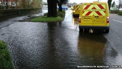 Flooding at the Winston Road and West Way junction in Bournemouth