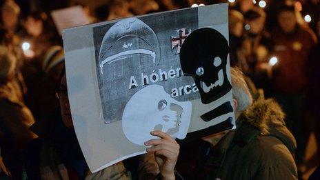 Anti-Jobbik protest in Esztergom (14 February 2014)