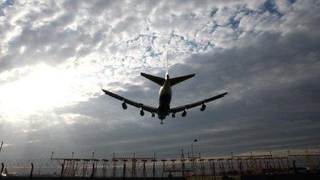 Plane landing at airport