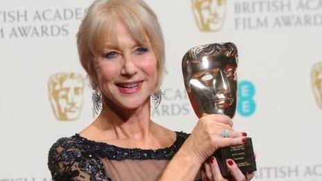 Dame Helen Mirren with her Bafta Fellowship award