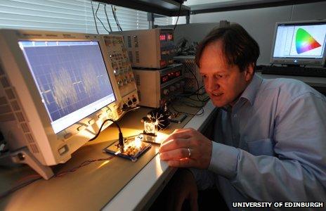 Professor Harald Hass with his LiFi technology