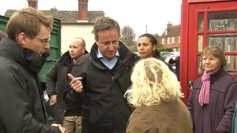 David Cameron talking to Erica Olivares