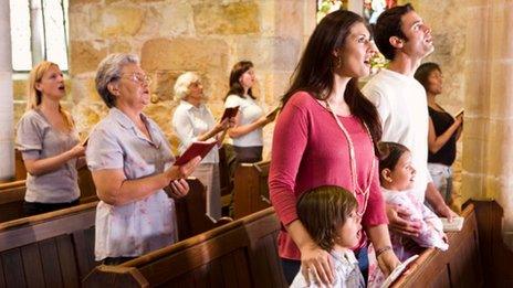 family in church