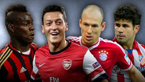 Mario Balotelli, Mesut Ozil, Arjen Robben, Diego Costa