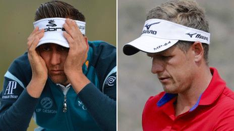 Ian Poulter and Luke Donald during their first round defeats at the WGC World Match Play at Dove Mountain