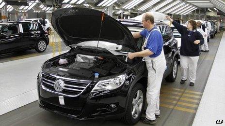 Production line in the Volkswagen plant in Wolfsburg