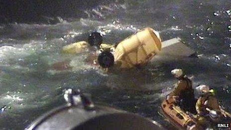 RNLI volunteers retrieved helicopter wreckage