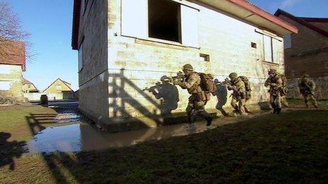 British soldiers training on Salisbury Plain